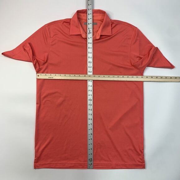 Greg Norman ML75 Polo Shirt Men L Large Peach Striped PlayDry Short Sleeve Golf - Picture 5 of 10